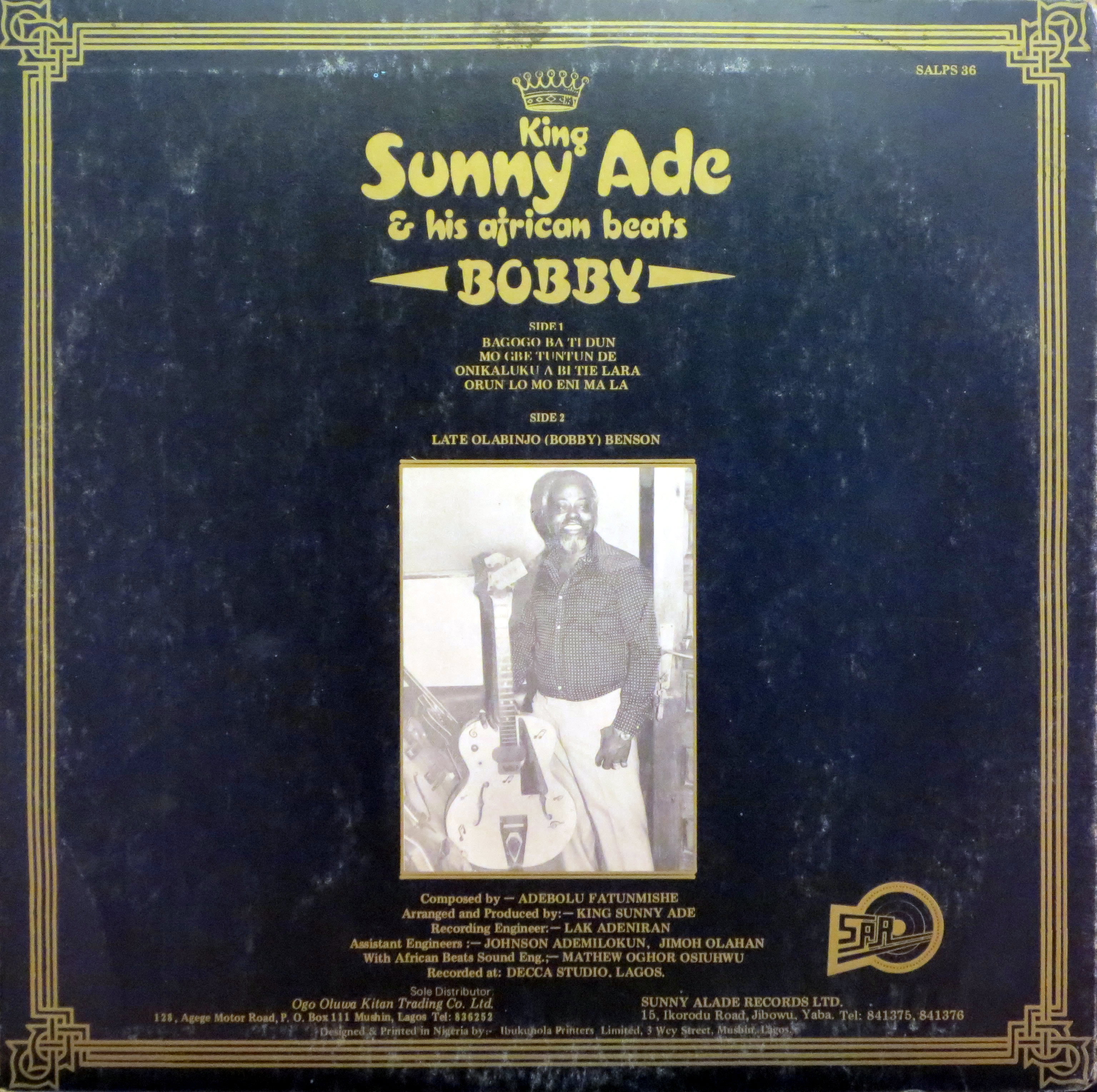  King Sunny Ade & his African Beats Bobby, Sunny Alade Records 1983 KSA-Bobby-back